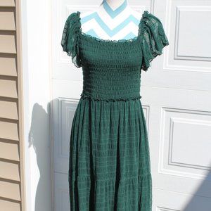 Emerald Max Studio Mesh Smocked Dress